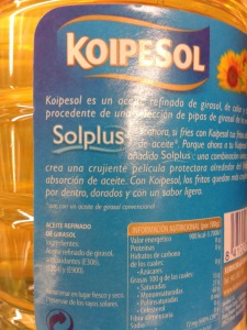 Ingredientes de aceite de girasol Koipesol con varios aditivos